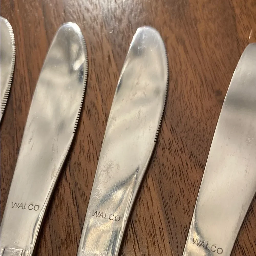 Walco 18-0 Stainless Steel Silver Butter Knives Set of 12 Silverware Flatware